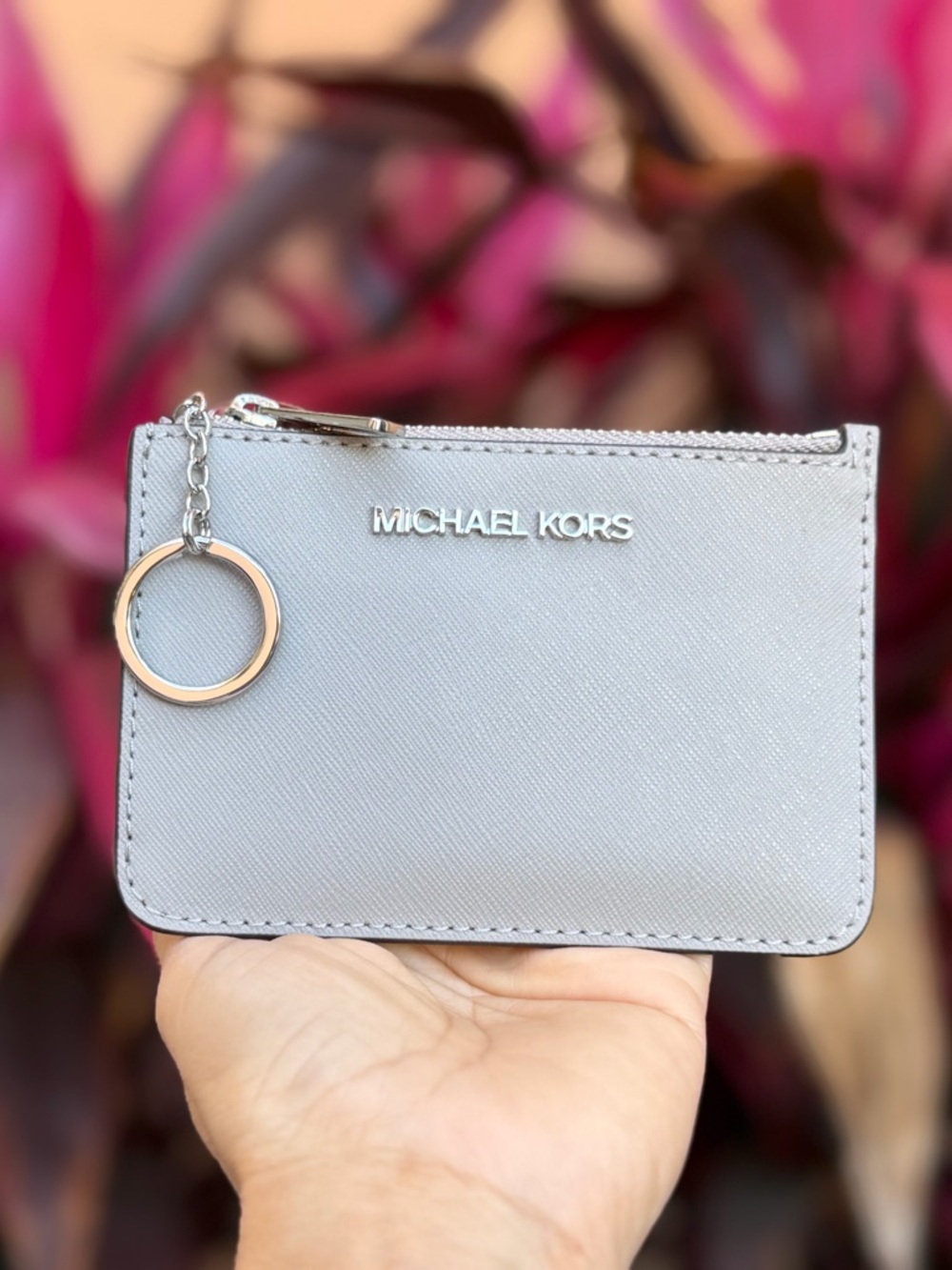 Michael Kors Jet Set SM Coin Pouch Card ID Key Holder Wallet Grey